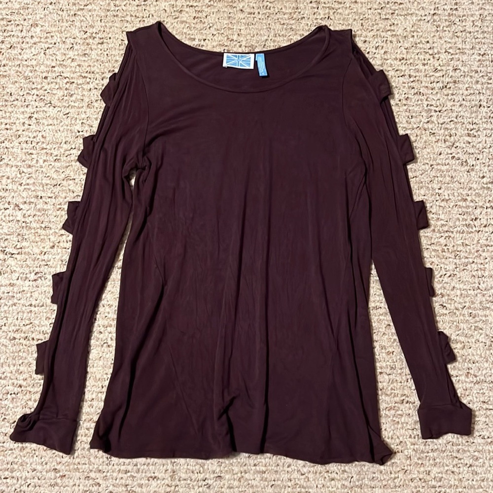 Survival plum purple open arm detail long sleeve shirt women’s size small